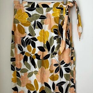 Rachel Zoe Linen Floral peach and green Skirt